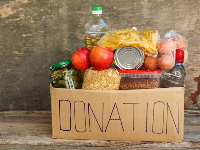 Donation box with food.